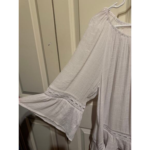 Zac & Rachel White Women’s Loose Peasant Blouse Ruffle Sleeve Hem Plus Size 2X - Picture 3 of 11